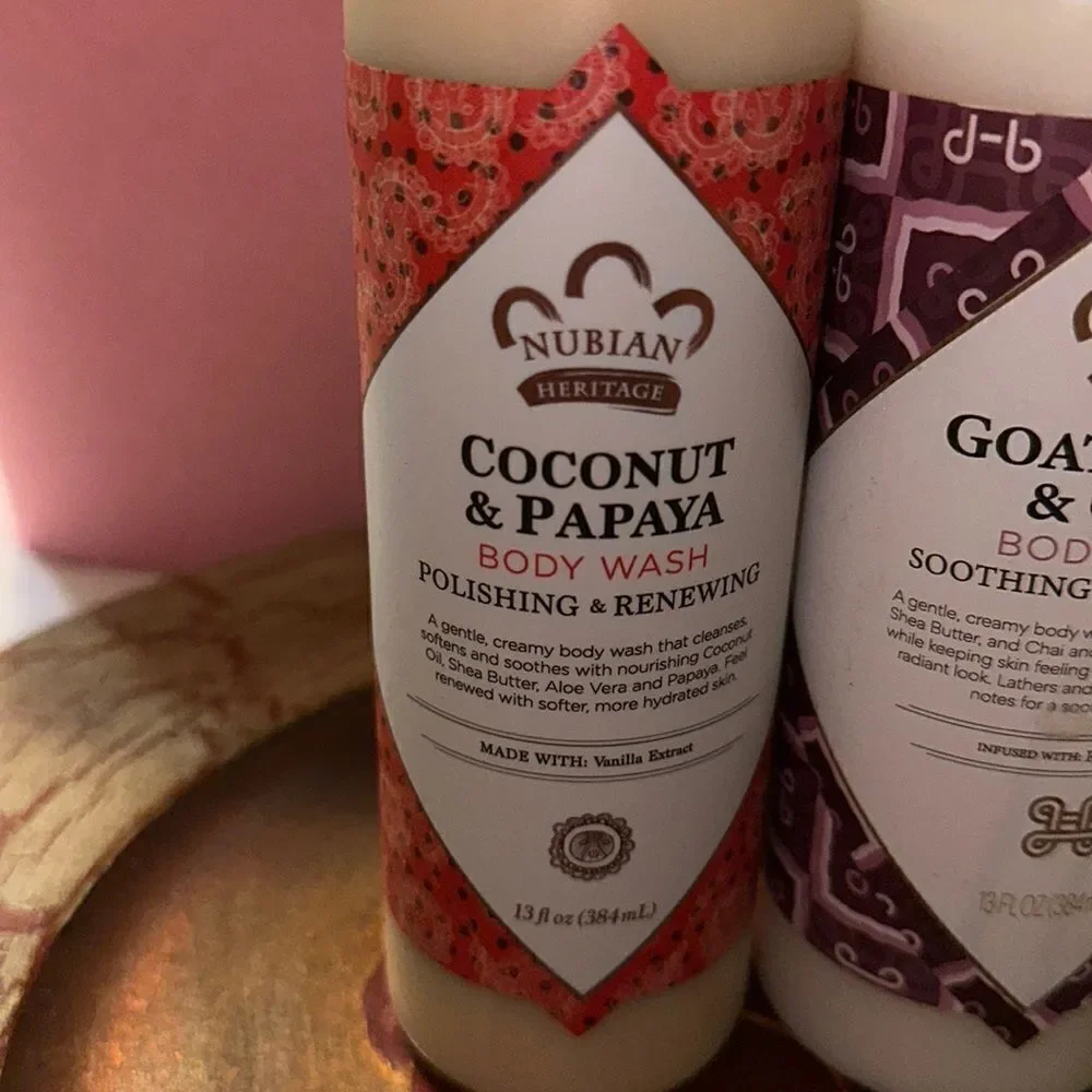 Nubian Heritage 1 goat’s milk & 1 chai body wash & coconut & papaya wash